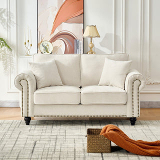 2 Seater Sofa With Rolled Arms, Tufted Upholstered Couch