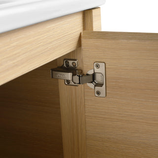 Soft Close Door Freestanding Bathroom Vanity With Sink, 1 Small Storage Cabinet