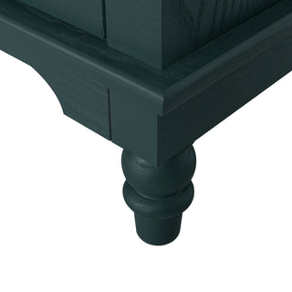 Hollow Carved 2 Door Accent Cabinet With Adjustable Shelf, Sideboard Buffet For Entryway, Living Room Or Bedroom - Blackish Green