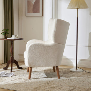 Accent Chair With Birch Wood Legs - White