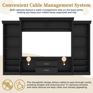 Elegant Entertainment Center Wall Unit With Bookshelves