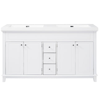 Bathroom Vanity With Double Sinks, 3 Drawers & 4 Doors - White