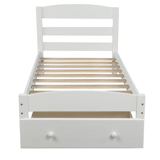Platform Bed Frame With Storage Drawer And Wood Slat Support No Box Spring Needed