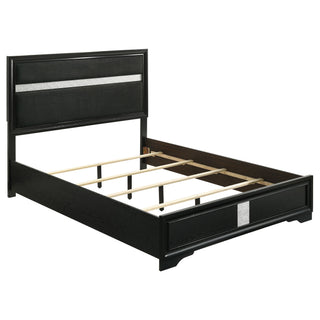 Modern Bedroom Set With Upholstered Headboard And Textured Storage
