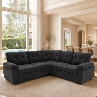 Convertible Sectional Sofa Bed With Pull Out Sleeper And Storage