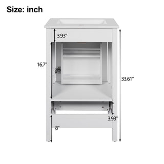 Bathroom Vanity With Ceramic Sink, Soft Close Drawers, Door Organizer, Divider Drawer, Adjustable Foot Pads