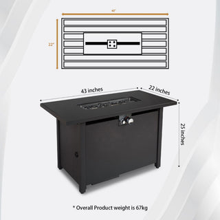 Outdoor Fire Pit Table With Lid - Black