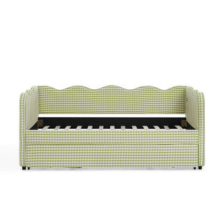 Gingham Daybed With USB Charging Port, Wave-Shaped Design