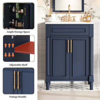 Bathroom Vanity With Integrated Sink, 2 Door Cabinet, Single Sink For Small To Medium Bathrooms