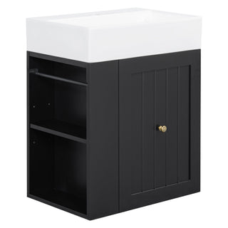 Modern Bathroom Vanity With Sink, Storage Cabinet, Drawer & Side Shelf