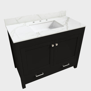 Bathroom Vanity Set, Fluted Cabinet, Soft Close Doors & Drawers, 3 Faucet Holes, Sink Included - Black