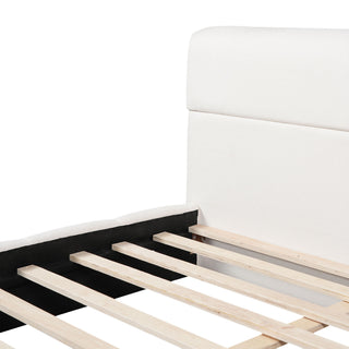 Upholstered Platform Bed Frame With Soft Boucle Headboard