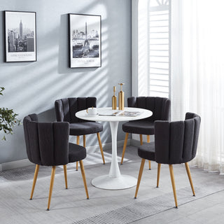 Modern Dining Chair (Set of 2) With Iron Tube Wood Color Legs, Shorthair Cushions And Comfortable Backrest, Suitable For Dining Room, Living Room, Cafe, Simple Structure