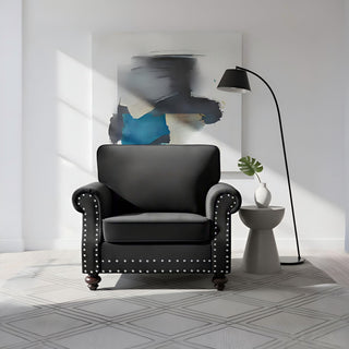 Upholstered Accent Armchair With Turned Legs For Living Room