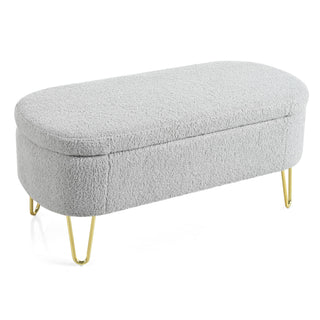 Upholstered Oval Storage Bench For Living Room