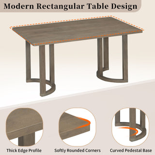 Rectangular Dining Table Set For 6 With Upholstered Barrel Back Chairs