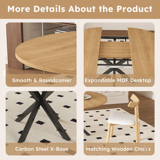 Modern Extendable Round Dining Table Set, Table With Chairs