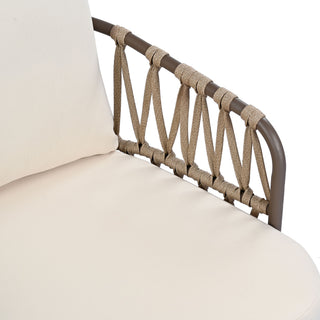 4 Piece Outdoor Patio Furniture Set, Metal Chairs With Woven Rope U Shaped Backrest