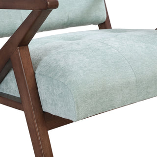 Modern Accent Chair With Plush Cushions, Angled Arm Design - Green