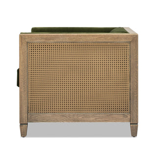 Georgia - Cane Tuxedo Armchair - Olive Green