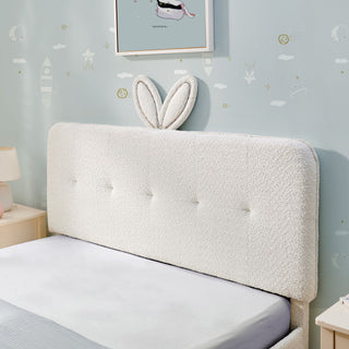 Upholstered Bed With Oversized Rabbit Ear Headboard, LED Lights & 4 Storage Drawers