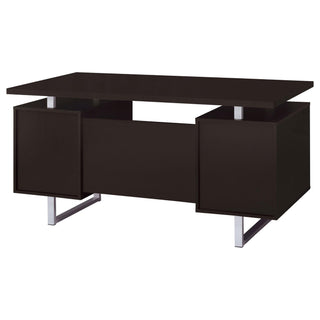 2 Drawer Floating Top Office Desk, Storage Features - Cappuccino