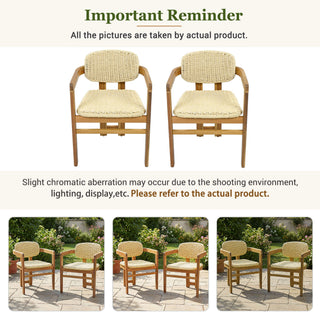 Outdoor Accent Armchairs For Patio (Set of 2) - Natural / Teak