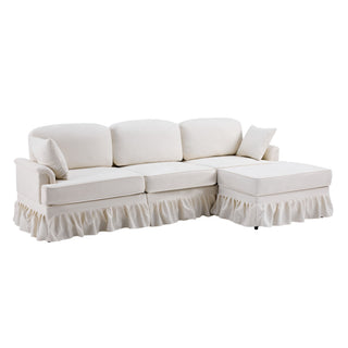 Cloud Sofa With Removable Ruffled Skirt With Ottoman And Flared Arms
