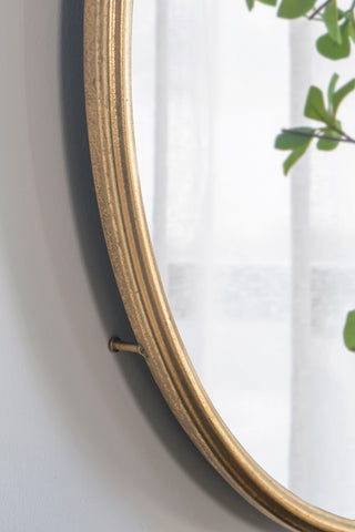 Circle Wall Mirror With Iron Frame, Accent Mirror For Living Room