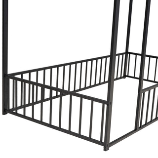 Metal Bed House Bed Frame With Fence