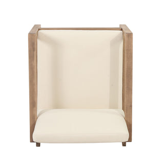 Outdoor Acacia Wood Patio Club Chair, Wood Patio Furniture, Waterproof Thick Cushion Deep Seating For Porch - Brown Wash / Beige