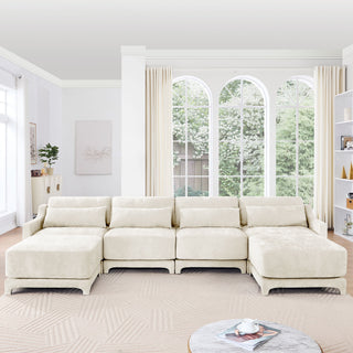 Stylish Sofa With Ottoman And Lumbar Pillows, Ergonomic Design
