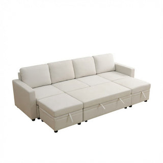 Extra Wide U - Shape Convertible Sleeper Sofa Bed With Dual Storage Ottoman