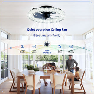 LED Light Source And Remote Control, 3000 - 6500K Dimmable Flush Mount LED Fan Light, 6 Speeds, Quiet DC Motor - Matte Black