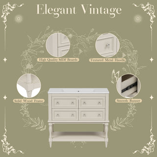 Bathroom Vanity Cabinet With Undermount Sink, 4 Drawer Set