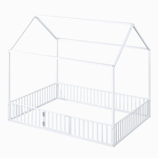 Metal House Bed With Fence And Door