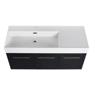 Modern Wall Mounted Bathroom Vanity With Left Sink And Storage Rack