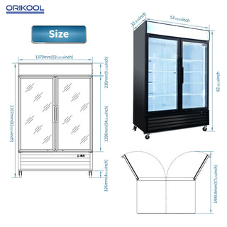 Glass Door Merchandiser Freezer Swing Door Commercial Reach-In Display Freezers With LED Top Panel Upright Freeze Storage