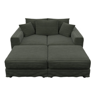 Convertible Deep Seat Sofa With Soft Pillows And Ottomans