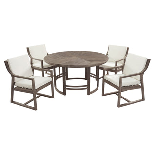 5 Piece Outdoor Dining Set, Patio Table And Chairs With Umbrella Hole