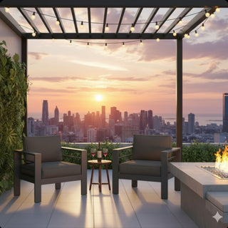 Modern All-Weather Patio Armchairs With Thick Cushions (Set of 2)