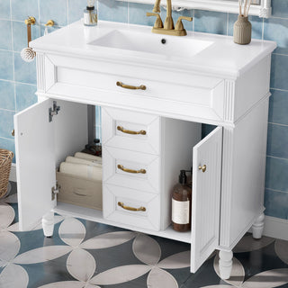 Modern Freestanding Bathroom Vanity With Sink, Cabinet, Soft-Close Drawers, Tip-Out Tray