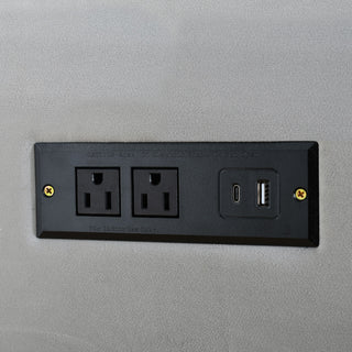 Upholstered Platform Bed, 2 Outlets And USB Charging Ports On Both Sides, 2 Bedside Pillows, Storage Shelves