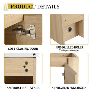 Wall Mounted Bathroom Vanity & Sink, Storage Shelves & Soft Close Door
