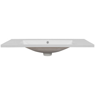 36" Single Bathroom Vanity Top With Undermount Basin, 3 Faucet Holes, Flat Edge - White