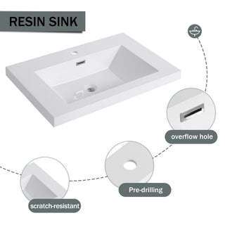 Modern Freestanding Bathroom Vanity With Resin Sink & Soft Close Cabinet Doors