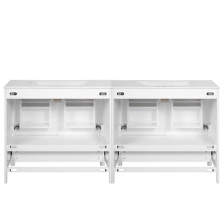 Bathroom Vanity With Sink, Soft Close Doors, Double Storage Shelves & Divided Drawer Ample Storage - White