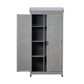 Outdoor Storage Shed With Vertical Tool Cabinet For Backyard