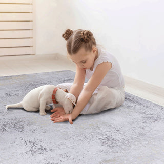 Maval - 6' X 9' Washable Area Rug - Gray