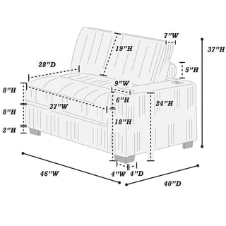Contemporary Style Modular Sectional Sofa Set With USB, Cup Holder